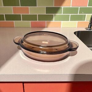 Corning Visions Amber Grab-It Casserole Dish V-14-B w/ P-14-C Lid Pyrex Vintage